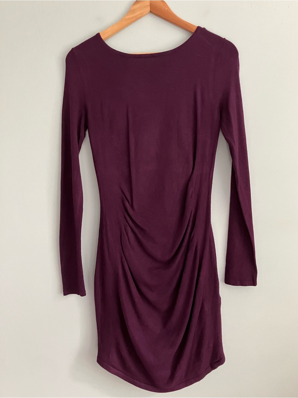 EXPRESS Maroon Long Sleeve Ruched Sweater Dress Size S